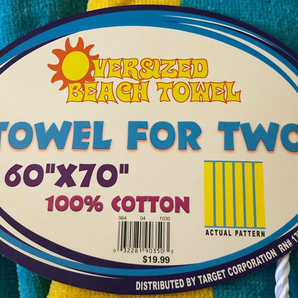 NWT Oversized Beach TOWEL FOR TWO 100% cotton